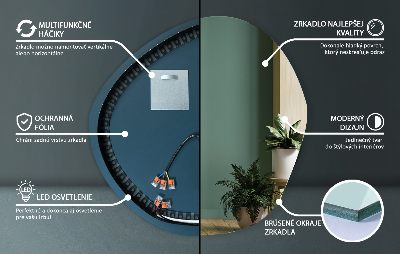 Asymmetrisk dekorative spejl med led lys