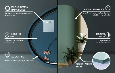 Asymmetrisk dekorative spejl med led lys