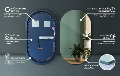 Ovalt spejl med lys dekorative