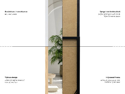 Gulvspejl i hvid ramme 36x156 cm