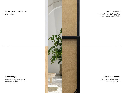 Gulvspejl i hvid ramme 36x156 cm