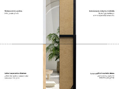 Gulvspejl i sort ramme 36x156 cm