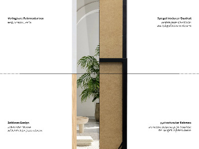 Gulvspejl i sort ramme 36x156 cm