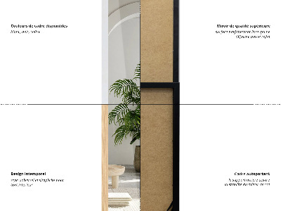 Gulvspejl i egetræsramme 36x156 cm