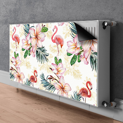 Magnetisk radiatordæksel Flamingoer i blomster