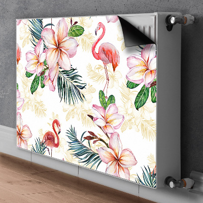 Magnetisk radiatordæksel Flamingoer i blomster