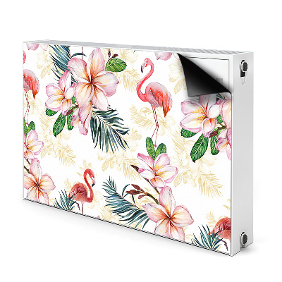 Magnetisk radiatordæksel Flamingoer i blomster