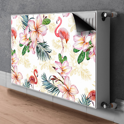 Magnetisk radiatordæksel Flamingoer i blomster