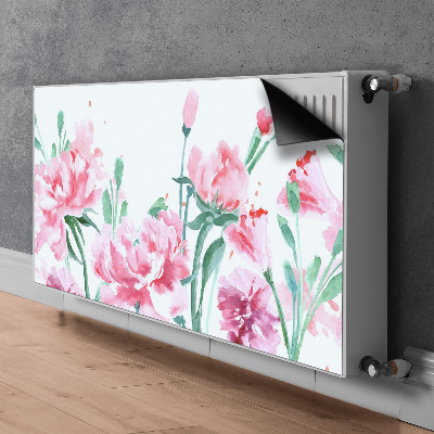 Magnetisk klistermærke til en radiator Lyserøde blomster