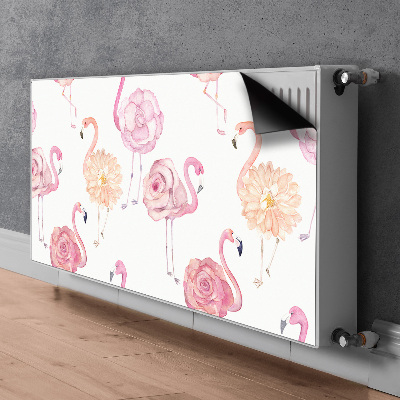 Dekorativt radiatordæksel Flamingoer og blomster