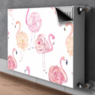 Dekorativt radiatordæksel Flamingoer og blomster