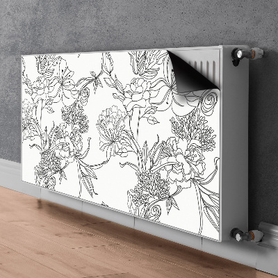 Radiator dekoration Sort-hvide blomster