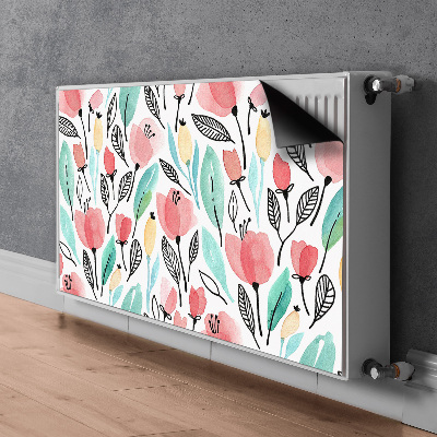 Magnetisk radiatordæksel Røde blomster