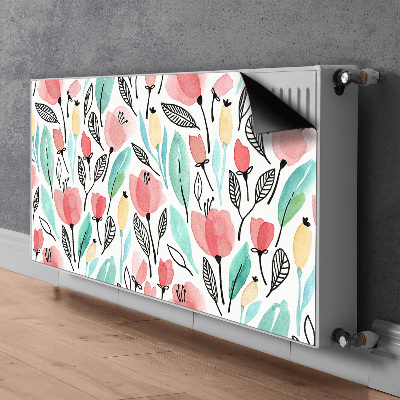 Magnetisk radiatordæksel Røde blomster