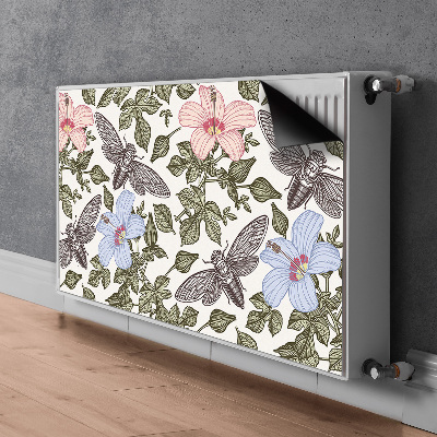 Magnetisk klistermærke til en radiator Sommerfugle blandt blomster