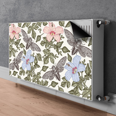 Magnetisk klistermærke til en radiator Sommerfugle blandt blomster