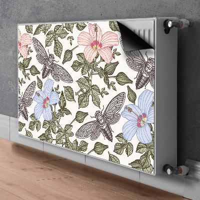 Magnetisk klistermærke til en radiator Sommerfugle blandt blomster