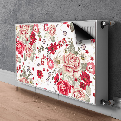 Magnetisk radiatordæksel Røde blomster