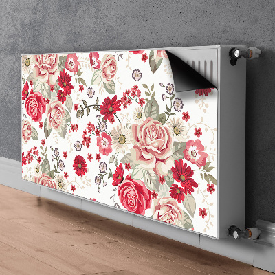 Magnetisk radiatordæksel Røde blomster