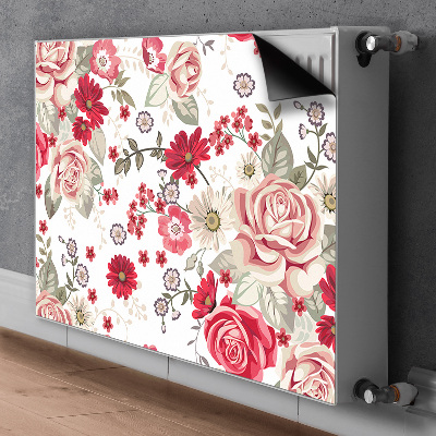 Magnetisk radiatordæksel Røde blomster