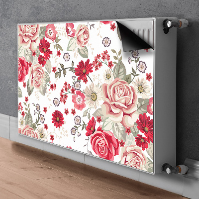 Magnetisk radiatordæksel Røde blomster