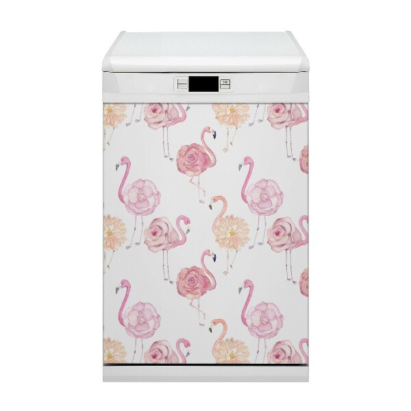 Opvaskemaskine dekoration Flamingo blomster