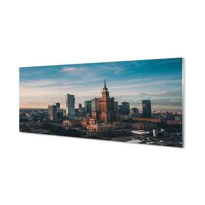 Akrylglas billede Warszawa Skyskrabere panorama solopgang