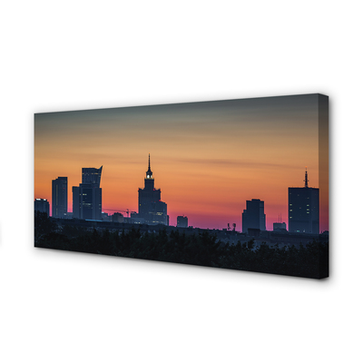 Lærredsbillede Warszawa solnedgang panorama