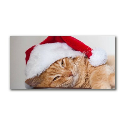 Lærredsbillede Cat Santa Claus Cap Christmas