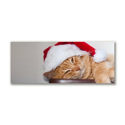 Lærredsbillede Cat Santa Claus Cap Christmas