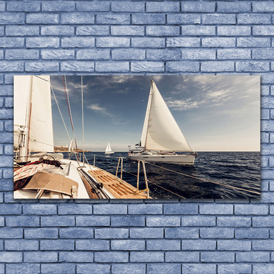 Billede lærred Boats Sea Landscape