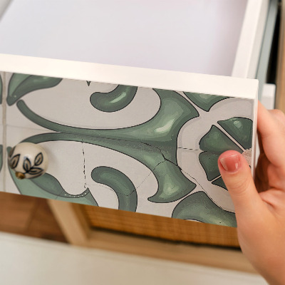 Selvklæbende folie til skabslåge Grønne ornamenter