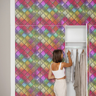 Selvklæbende folie til skabslåge Regnbuefarvet glas