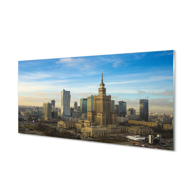 Billede på glas Warszawa Panorama skyskrabere