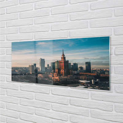 Print på glas Warszawa Skyskrabere panorama solopgang