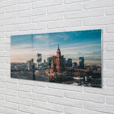 Print på glas Warszawa Skyskrabere panorama solopgang