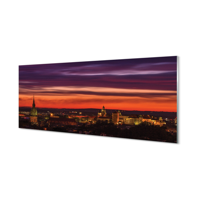 Print på glas Kraków Panorama nat