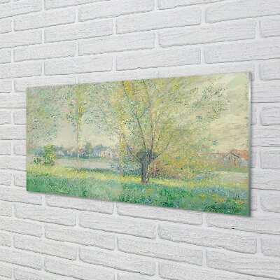 Billede glas Kunstmalet eng