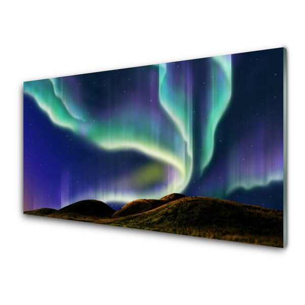 Glasfoto Aurora borealis Landskab