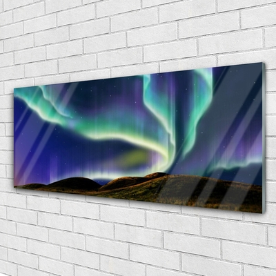 Glasfoto Aurora borealis Landskab