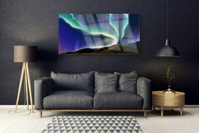 Glasfoto Aurora borealis Landskab