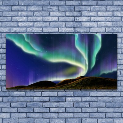 Glasfoto Aurora borealis Landskab