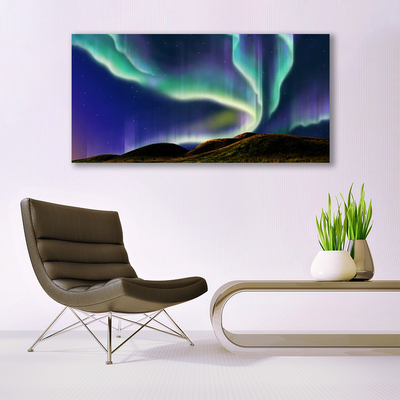 Glasfoto Aurora borealis Landskab