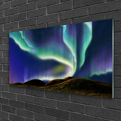 Glasfoto Aurora borealis Landskab