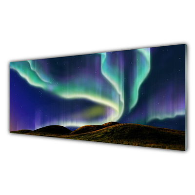 Glasfoto Aurora borealis Landskab