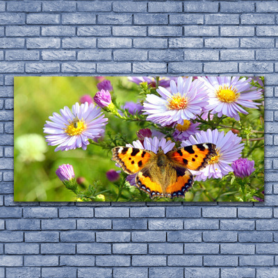 Glas billede Blomster Sommerfugl Plante Natur