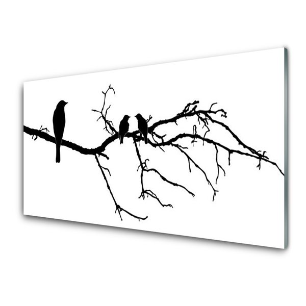 Glasfoto Birds Twig Art Nature