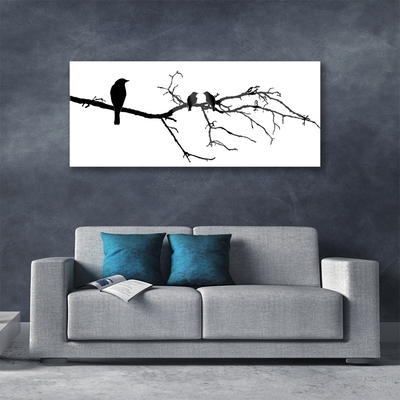 Glasfoto Birds Twig Art Nature