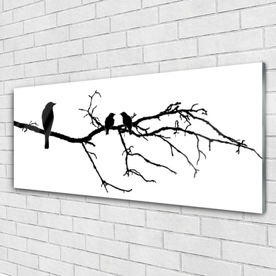 Glasfoto Birds Twig Art Nature