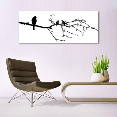 Glasfoto Birds Twig Art Nature